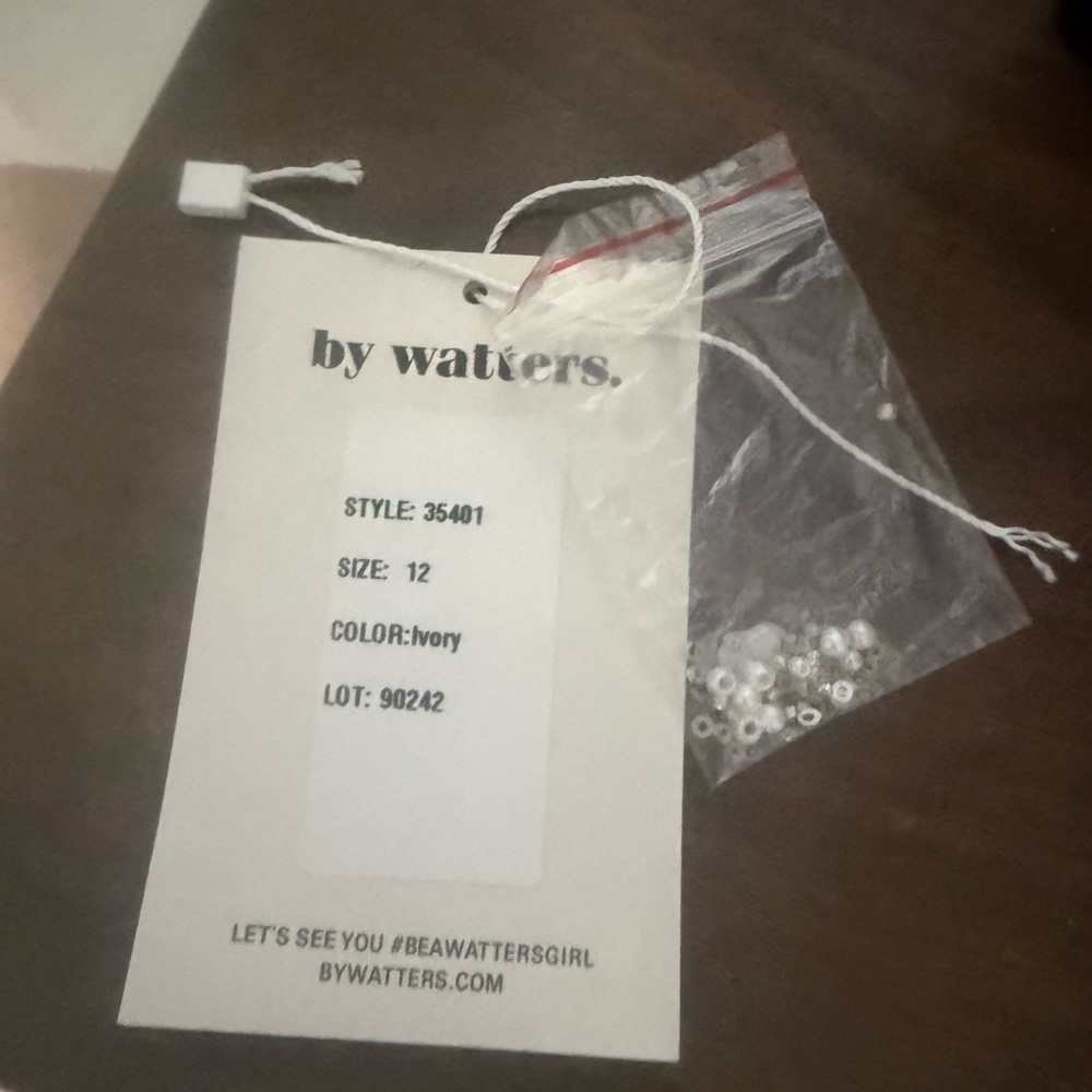 Watters Palmier Beaded Dress with Removable Tulle Bows - Picture 9 of 10